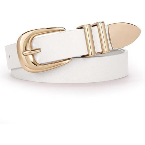Women Leather Belt Fashion Leather Waist White Belt For Pants Jean Ladies🐳 - Picture 1 of 6
